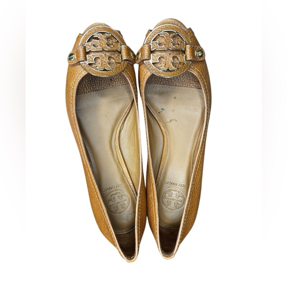 Tory Burch Tan Leather Amanda Open Toe Demi Wedge Sandals Size 7M - Picture 8 of 9